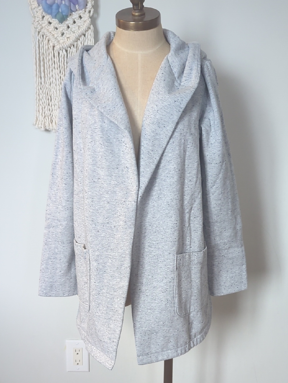 LOFT Heather Gray Open Sweatshirt Hoodie Cardigan Size M